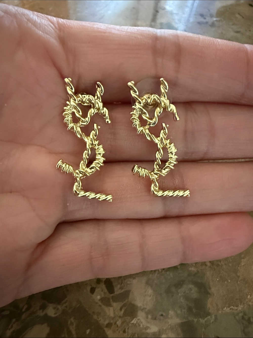 Gold  Drop Earrings with logo